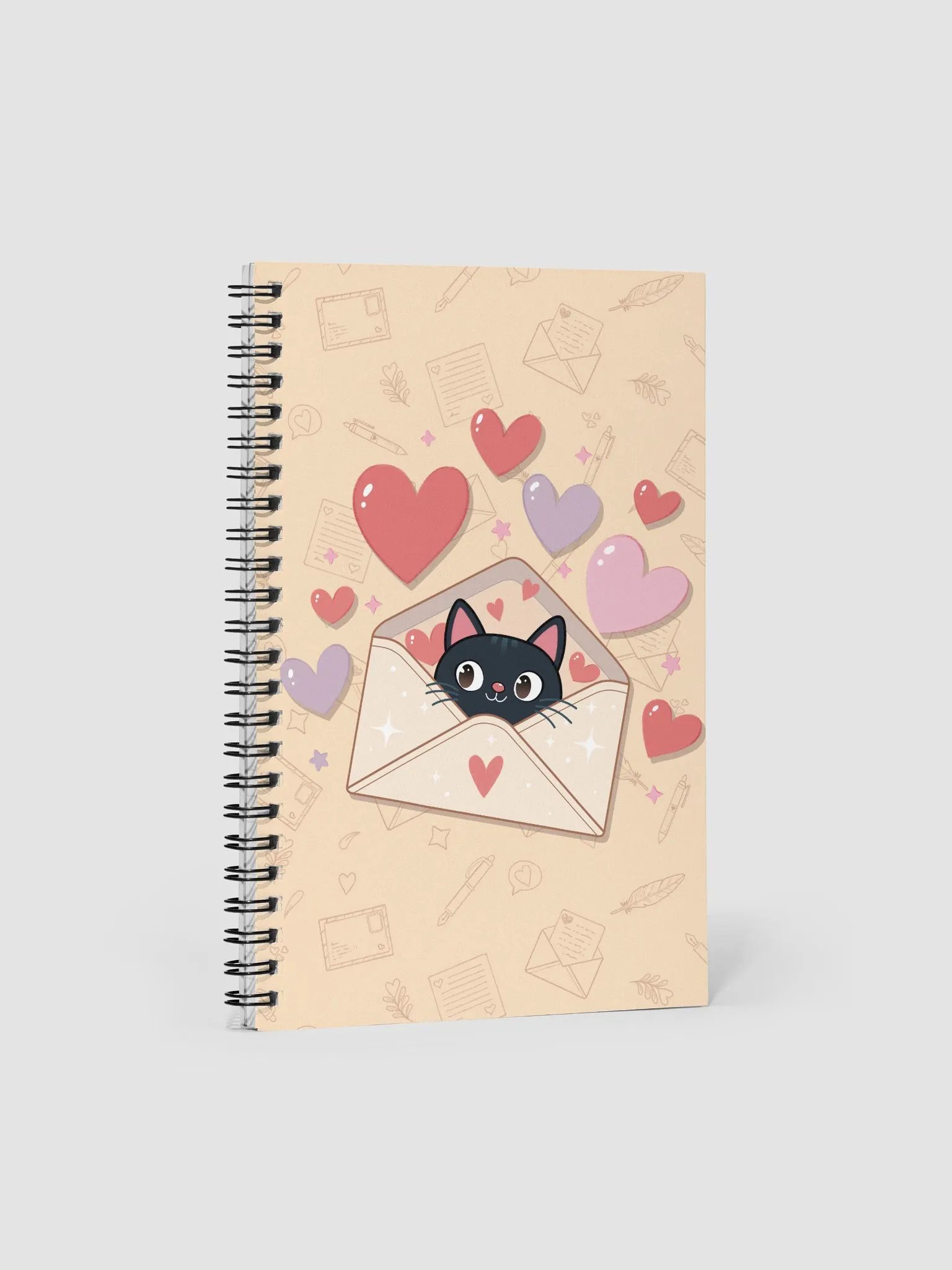 Feline Valentine Envelope - spiral notebook product image (1)