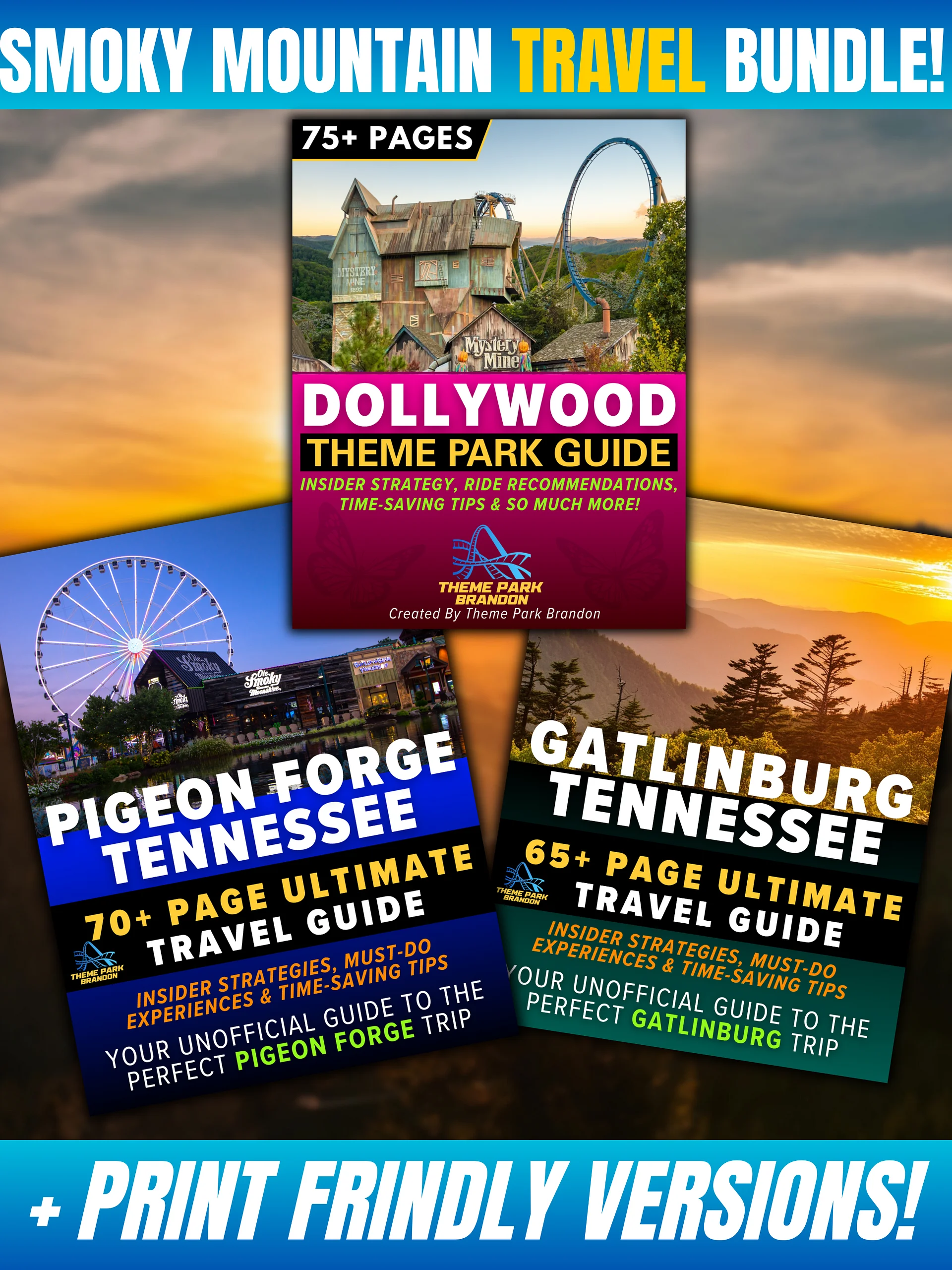 Smoky Mountains Travel Guide Bundle | Printable Digital Guides for Gatlinburg, Pigeon Forge & Dollywood product image (1)