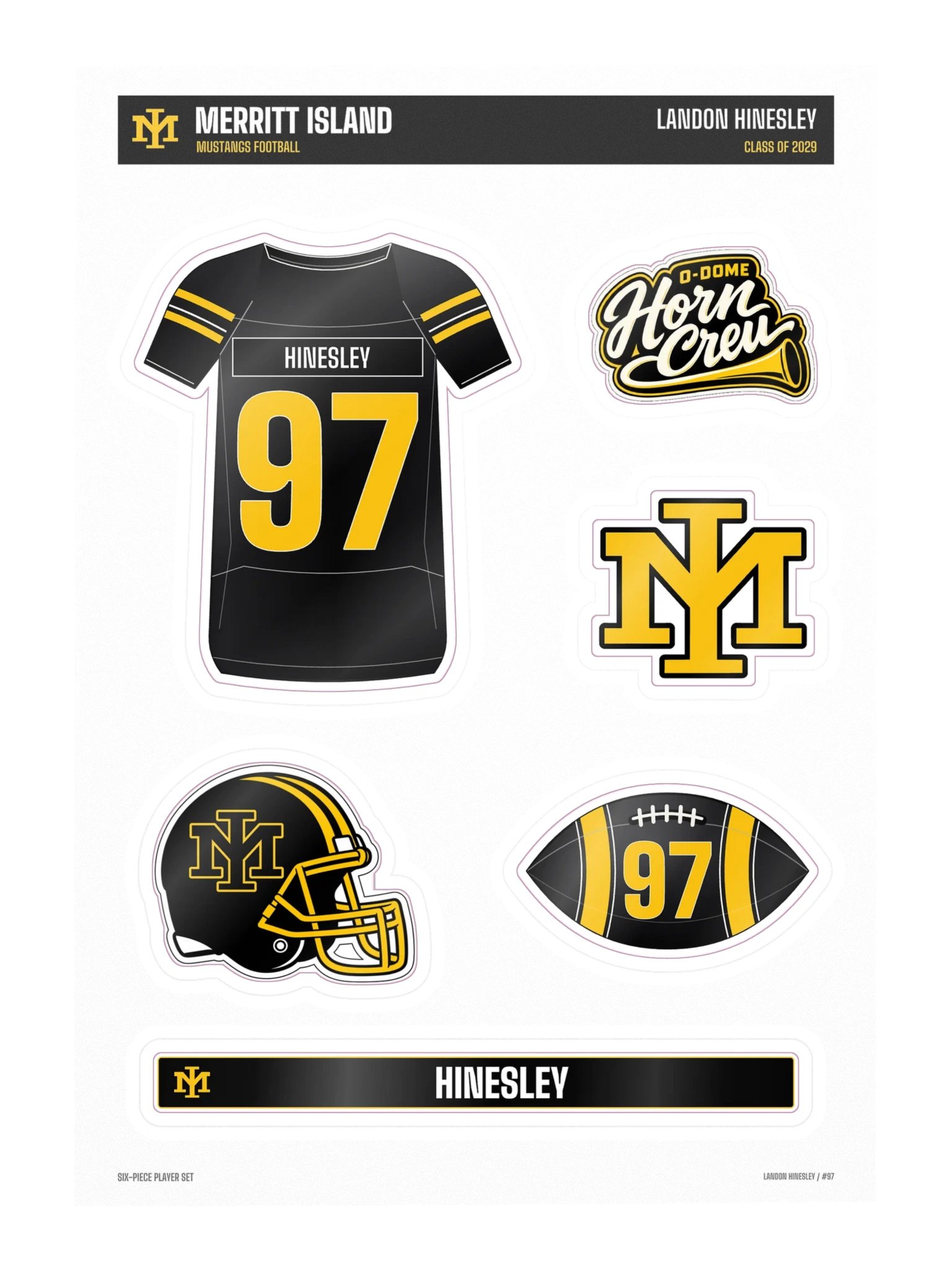 Landon Hinesley #97 — Mustangs Sticker Sheet product image (3)