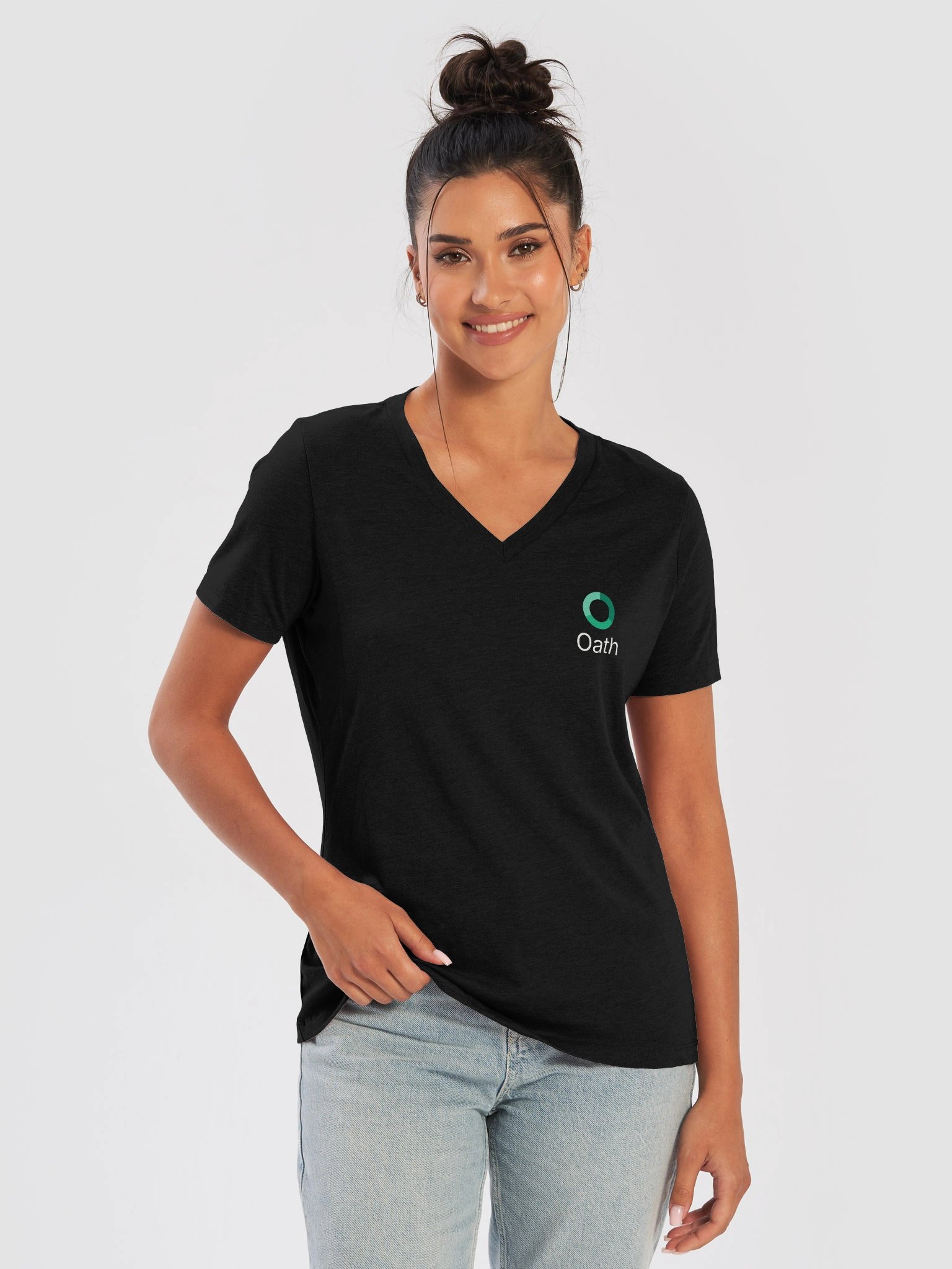 Oath Bella+Canvas Women's Relaxed V-Neck T-Shirt (light text) product image (17)