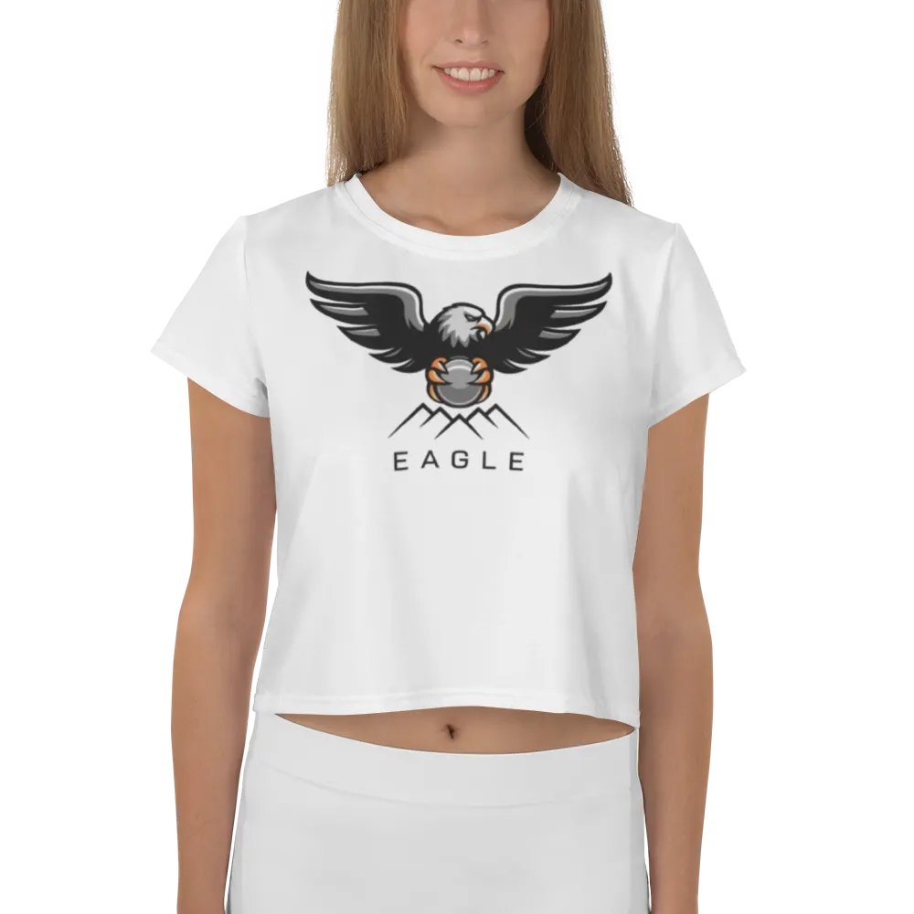 Eagle Women's Crop Tee - Bold Eagle Graphic on White product image (4)