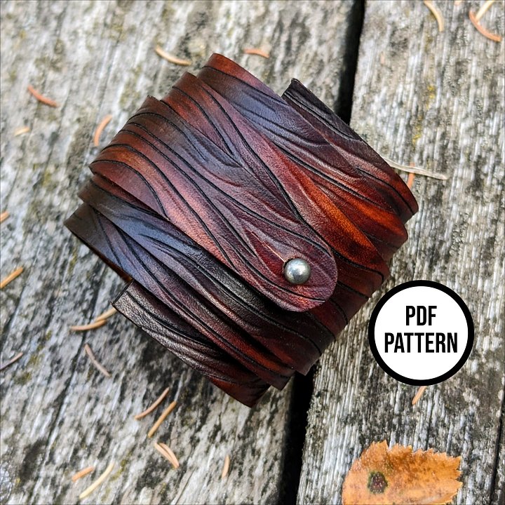Wrap Cuff: Woodgrain Leather PDF Pattern - One Size Fits All product image (1)