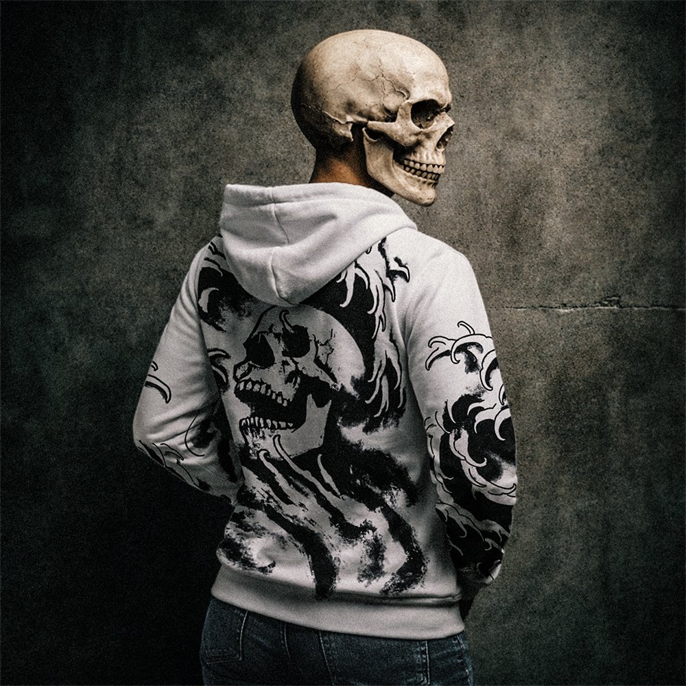 Muay Thai Waves | Light Grey Cotton Hoodie product image (3)