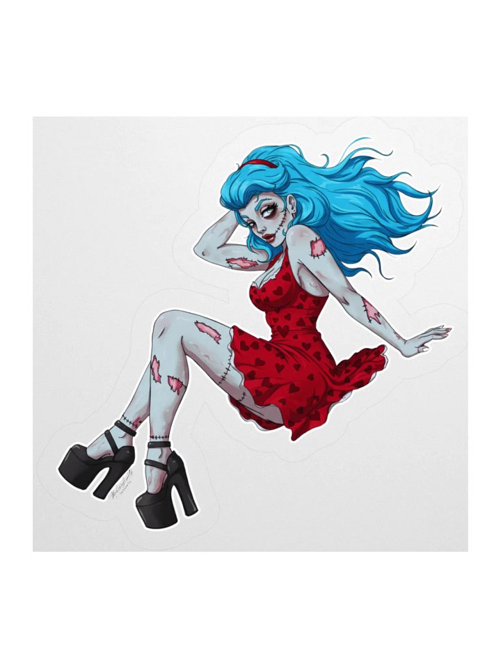 V4 Zombie Pinup Kiss Cut Stickers (Clear Edge) product image (1)
