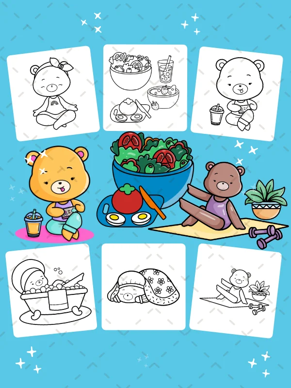 Beary Sweet Moments – 40 Cute Kawaii Bear Coloring Pages of Sweet Treats, Cozy Self-Care, Good Eats & Fall Fun (Digital Download) product image (3)