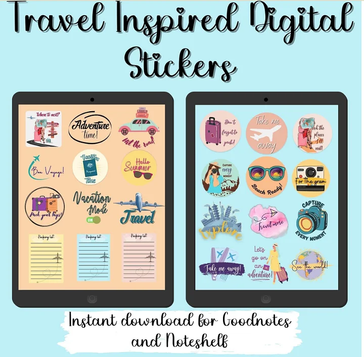 Digital Travel Stickers For GoodNotes product image (1)