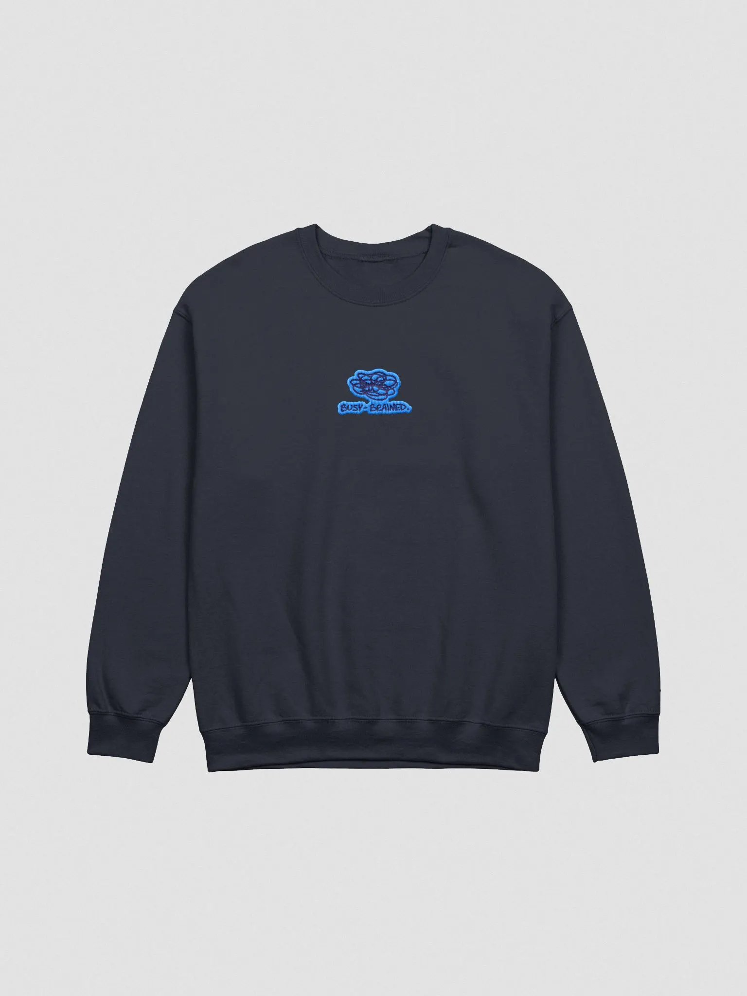 BUSY-BRAINED embroidered crewneck (monochrome navy bubble design) product image (5)