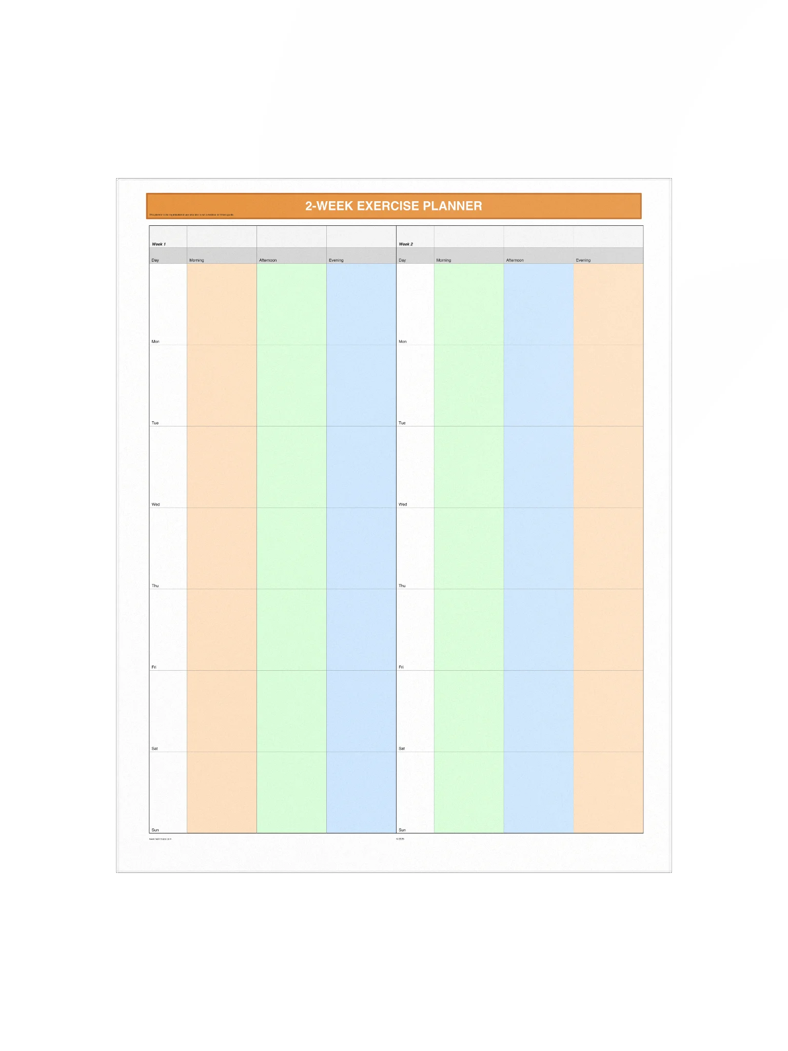 2 Week Exercise Planner product image (2)