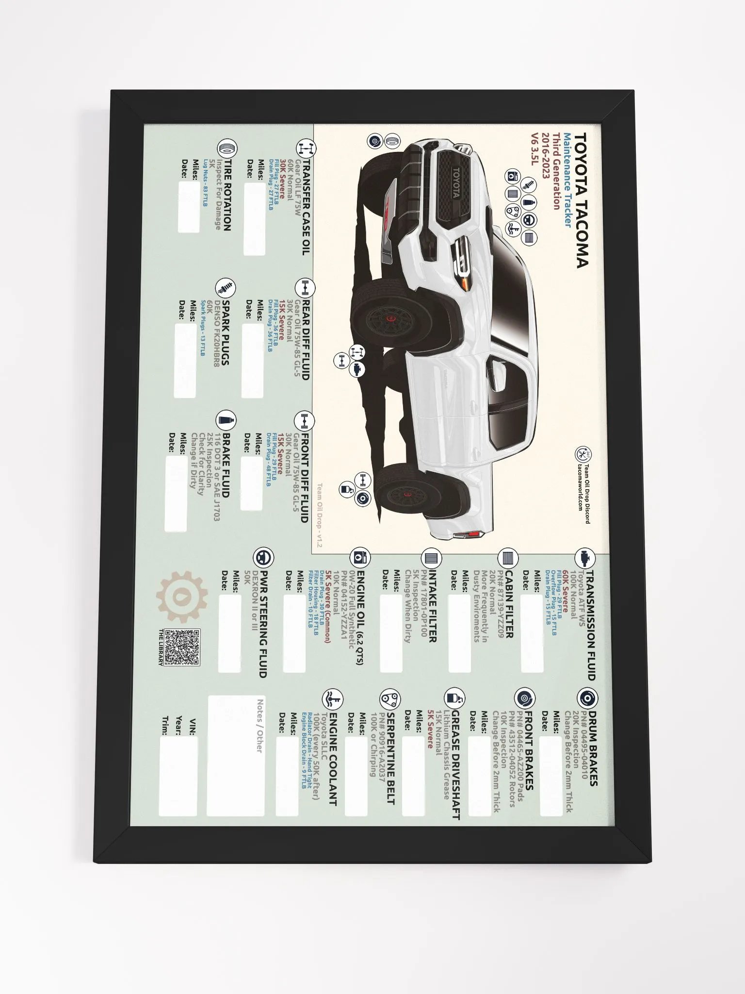 3RD GEN MAINTENANCE TRACKER V1.2 - White (FRAMED) product image (5)