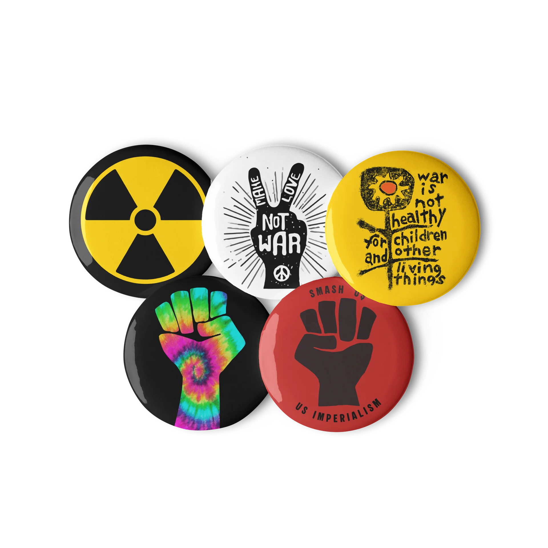 Anti war pin buttons set of 5 product image (2)