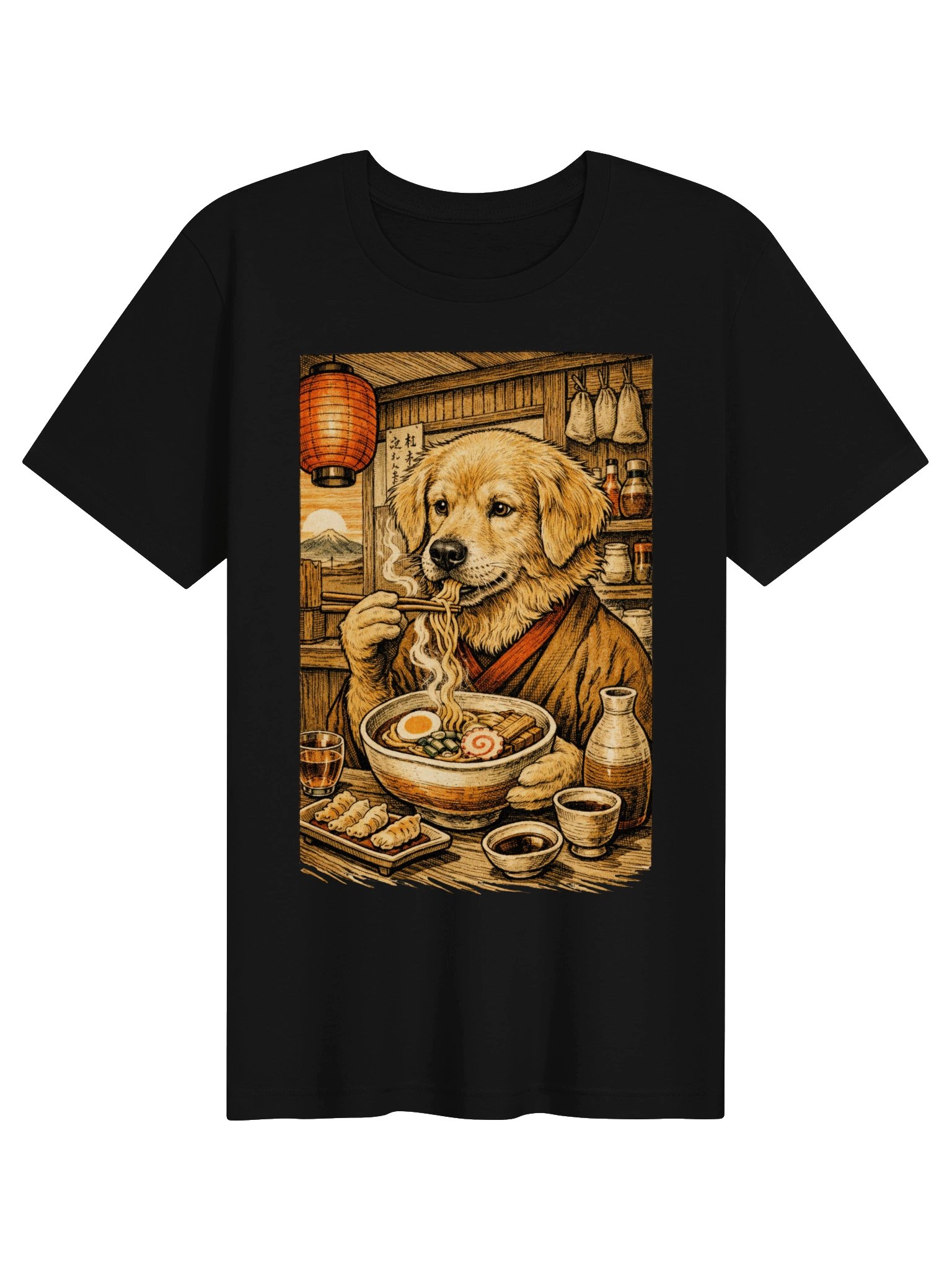 Golden Retriever Ramen T-Shirt - Vintage Japanese Foodie Dog Graphic Tee product image (5)