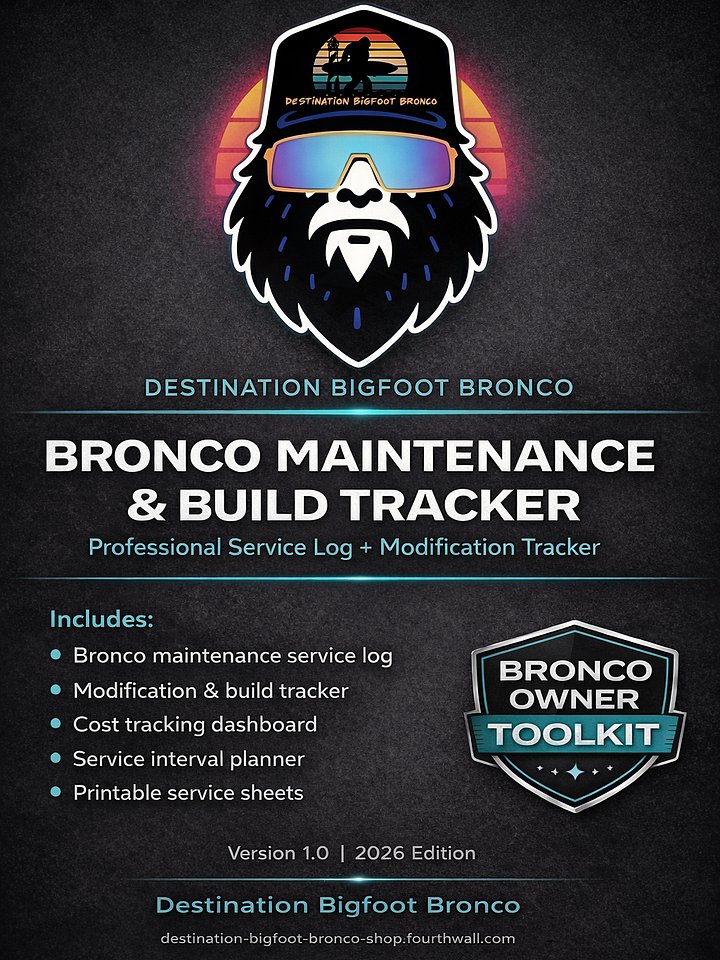 Tier 1 — Digital Download Bronco Maintenance Starter Toolkit Service Log product image (1)