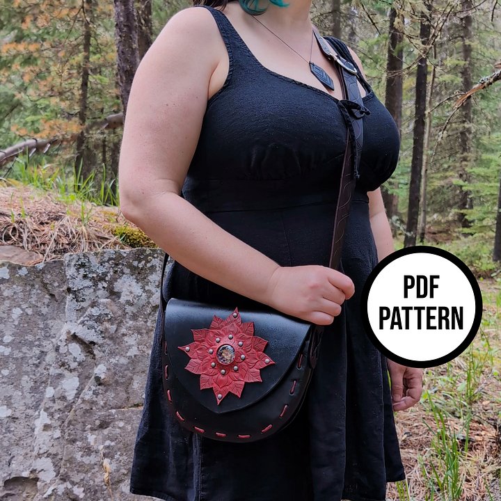 Leather Shoulder Bag with Inlay - PDF Pattern for Leathercraft product image (2)