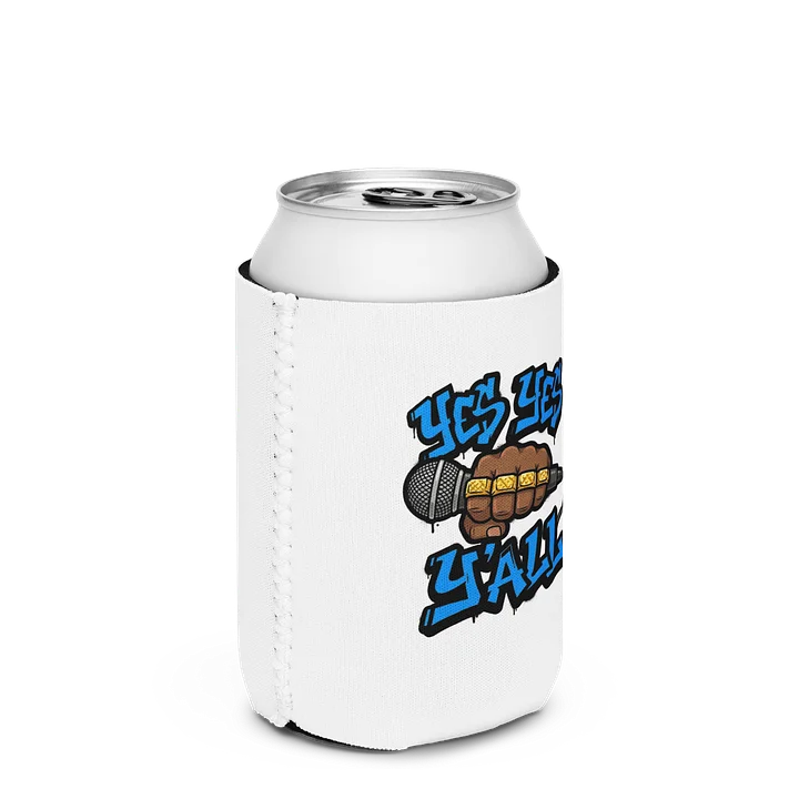 Yes Yes Y’all Hip Hop Can Cooler – White with Microphone Graffiti Graphic product image (2)