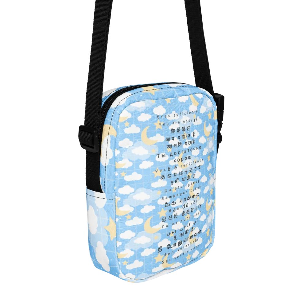 You are Enough 20 languages Blue Moon Grid Imaginary Story Cross Body Bag product image (2)