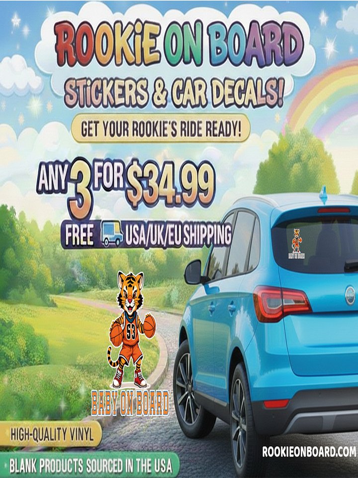 Funny Tiger Basketball Baby on Board Sticker - 5x5 Weatherproof Vinyl Car Decal - Premium Tiger Basketball Star Gift product image (2)