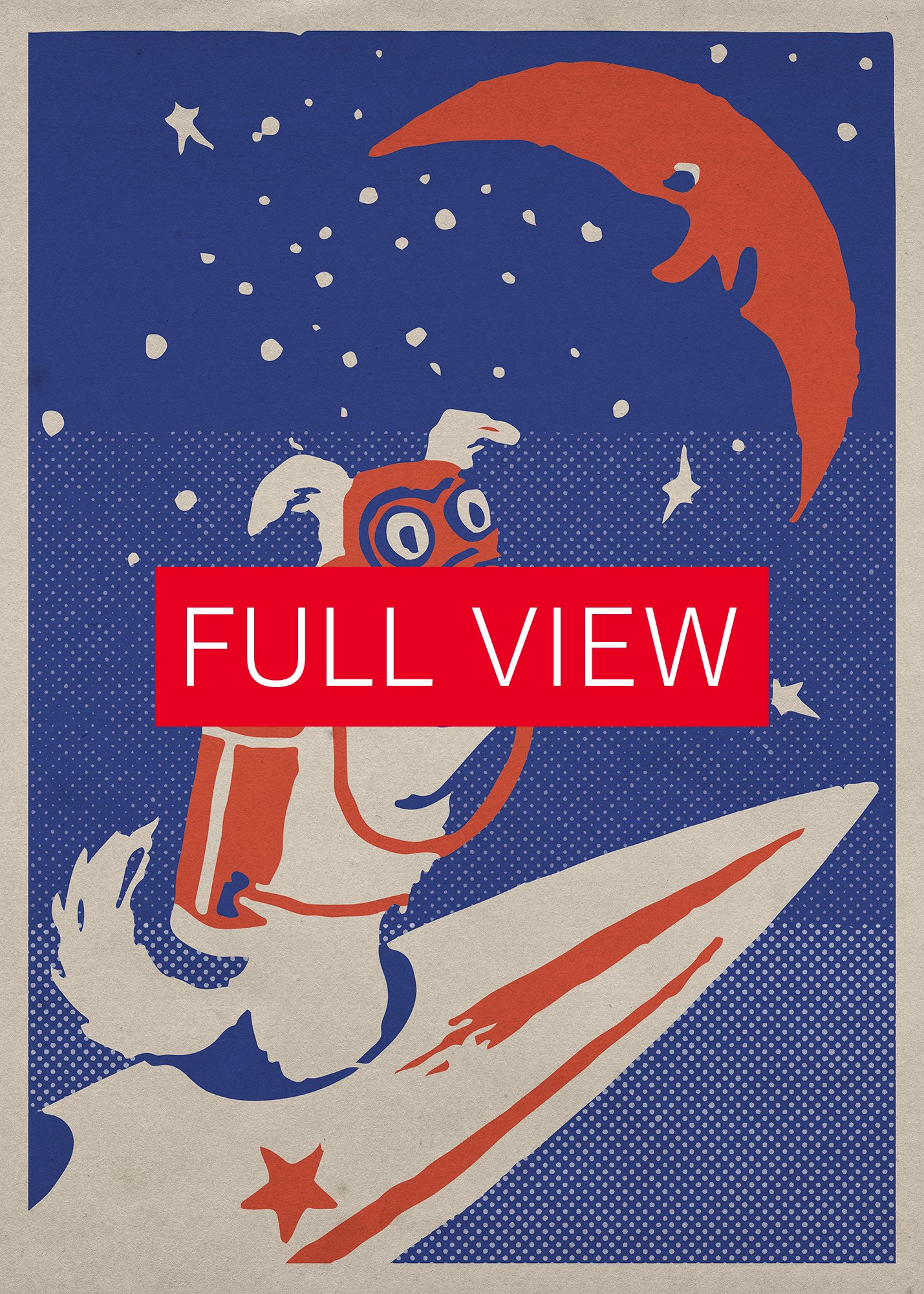 Laika, first space dog, USSR 1950s — Soviet vintage space art poster, soviet retro poster product image (4)