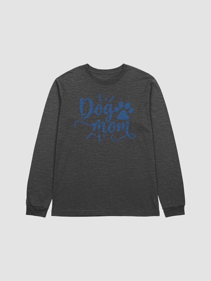 Dog Mom Long Sleeve Tee with Paw Print | Handwritten Style Shirt for Pet Moms product image (1)