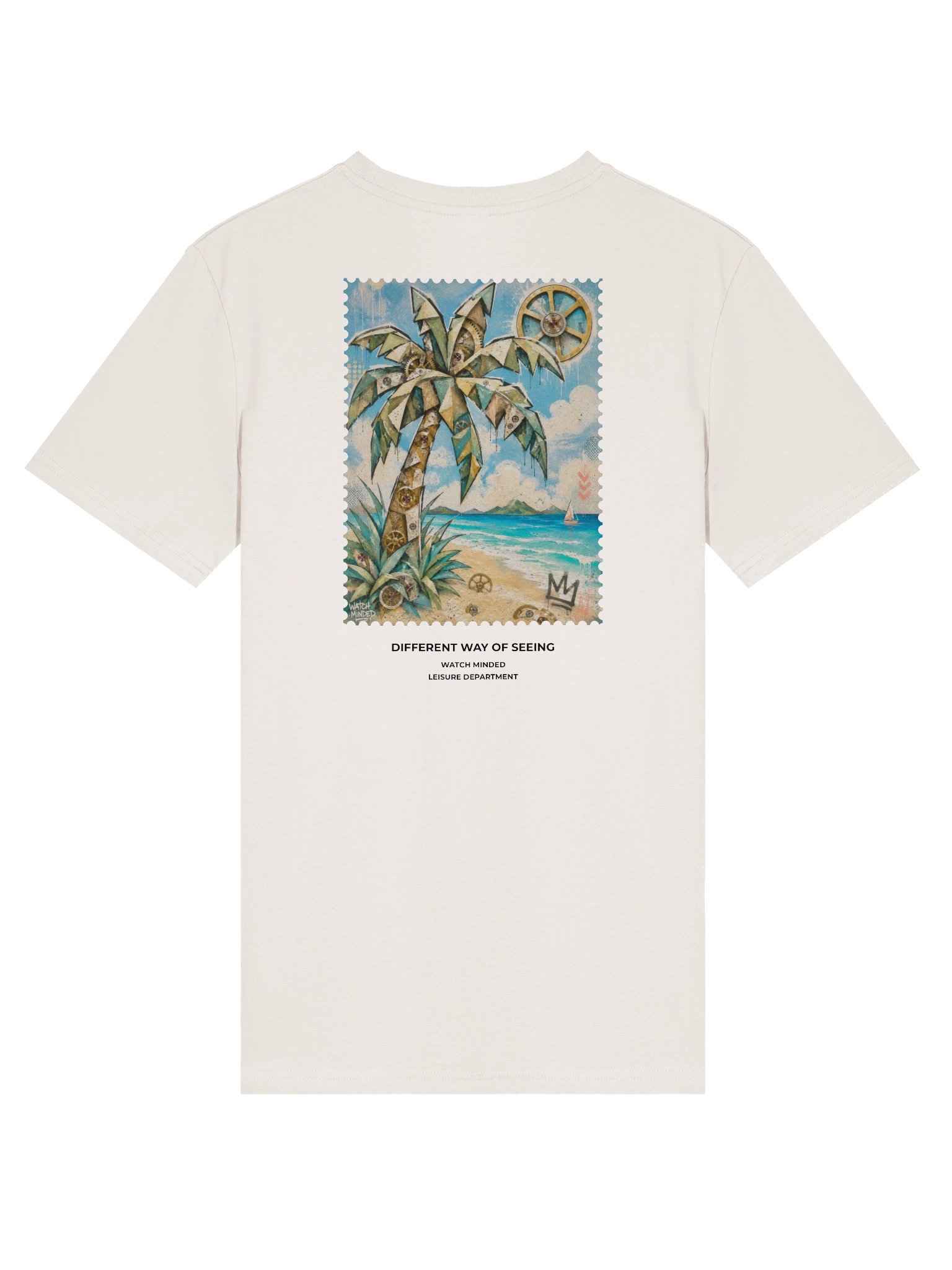 Standard Fit Light Cotton "Clockwork Beach" T-Shirt, Vintage White product image (1)