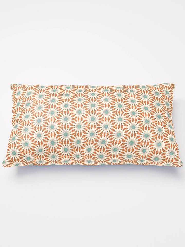Orange Turquoise & Cream Floral Pillow product image (1)
