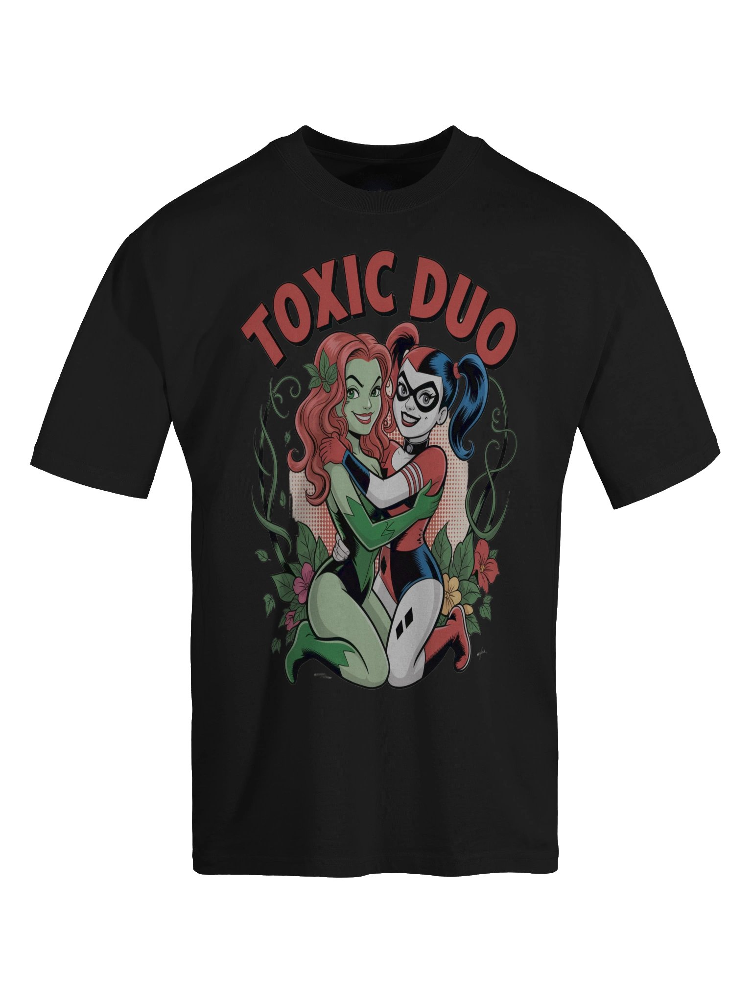 Venomous Vines: Poison Ivy & Harley Quinn Toxic Duo Oversized Faded T-Shirt product image (1)