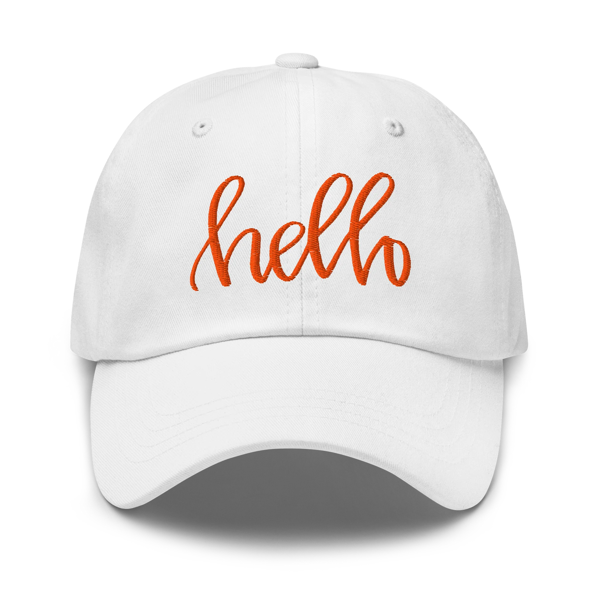 AK’s Hello! — Bright Orange on White - Hat product image (1)