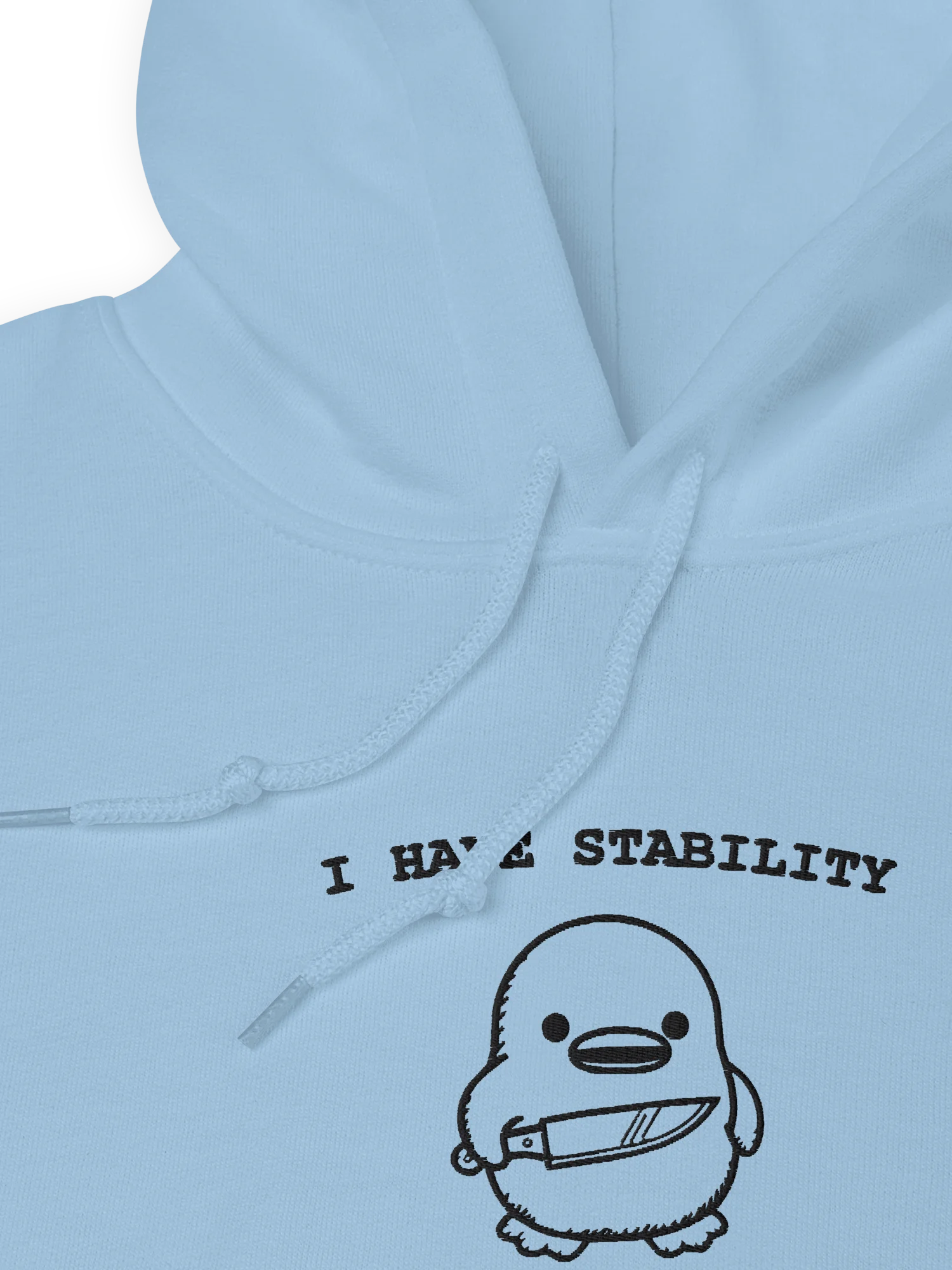 I Have Stability Embroidered Hoodie – Funny Penguin Dark Humor product image (6)