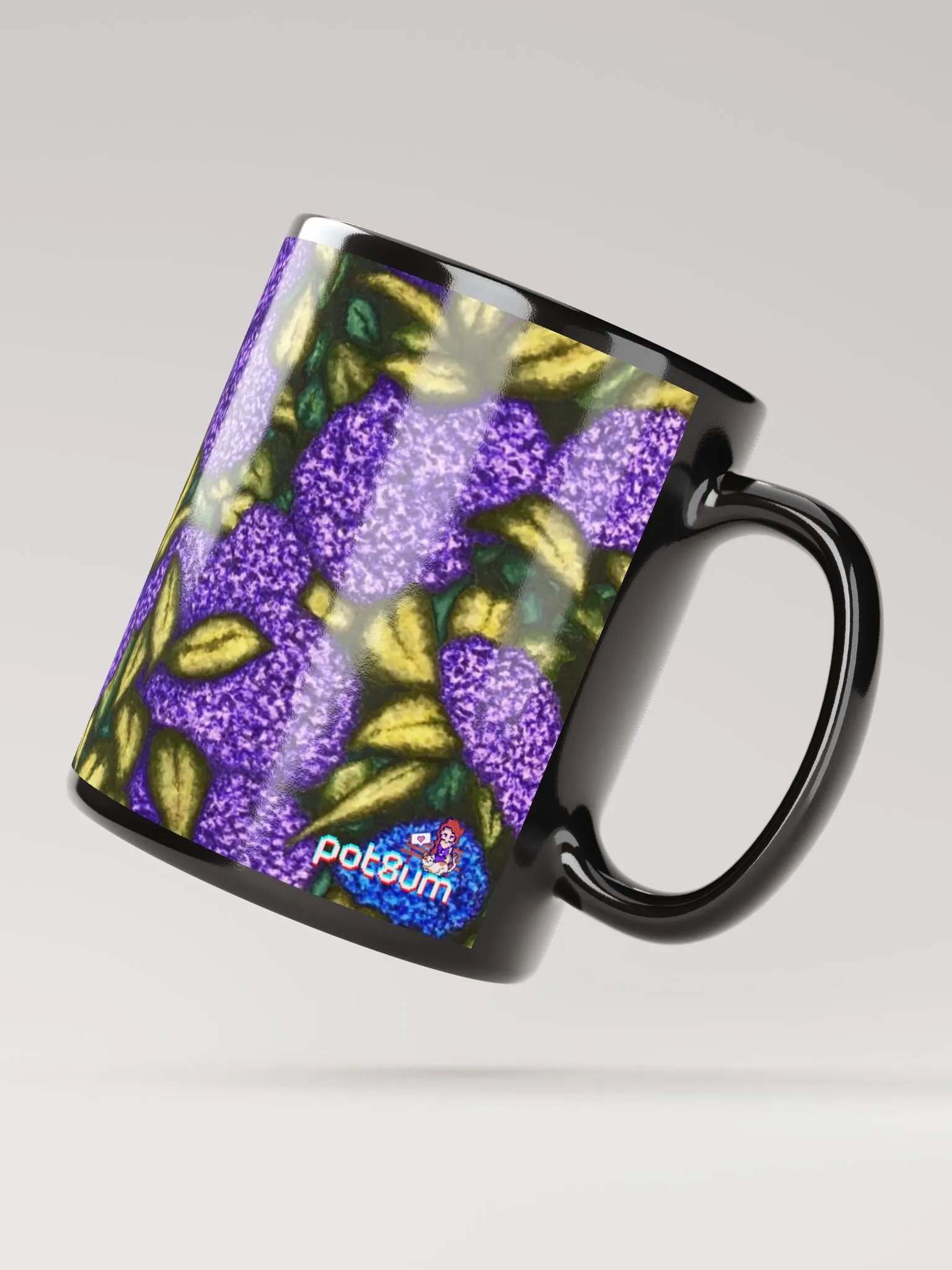 HYDRANGEAS black glossy mug product image (3)