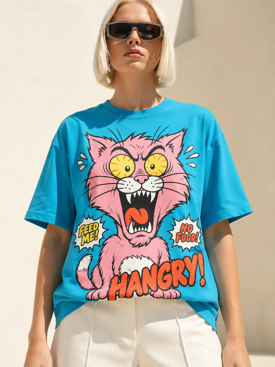 THE HANGRY HOUR - Funny Hangry Cat Graphic T-Shirt product image (1)