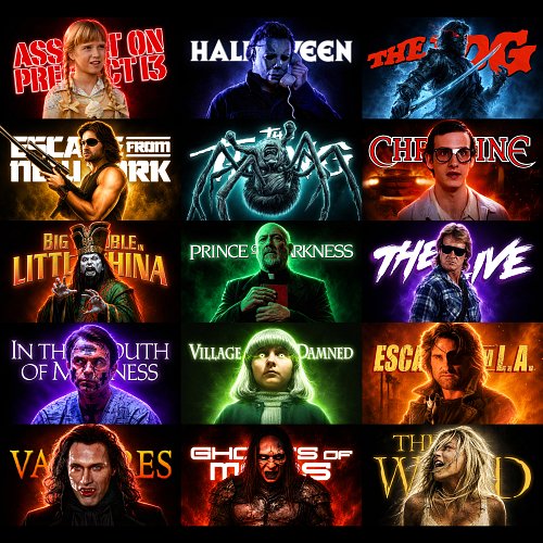 I've just completed 15 YouTube thumbnails.

I'll be covering 15 John Carpenter movies over a long period of time in no partic...