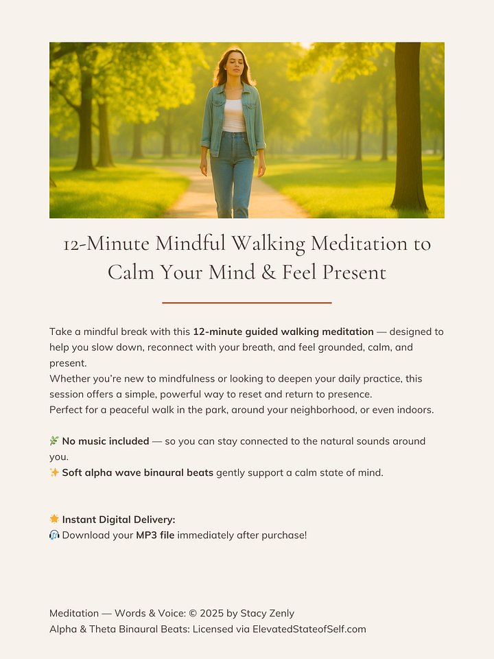 12-Minute Mindful Walking Meditation to Calm Your Mind & Feel Present | MP3 Audio Download product image (2)
