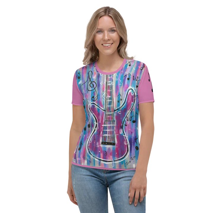 My Guitar (art by Dina R.) acrylic painting picture - Women's Crew Neck T-Shirt product image (1)