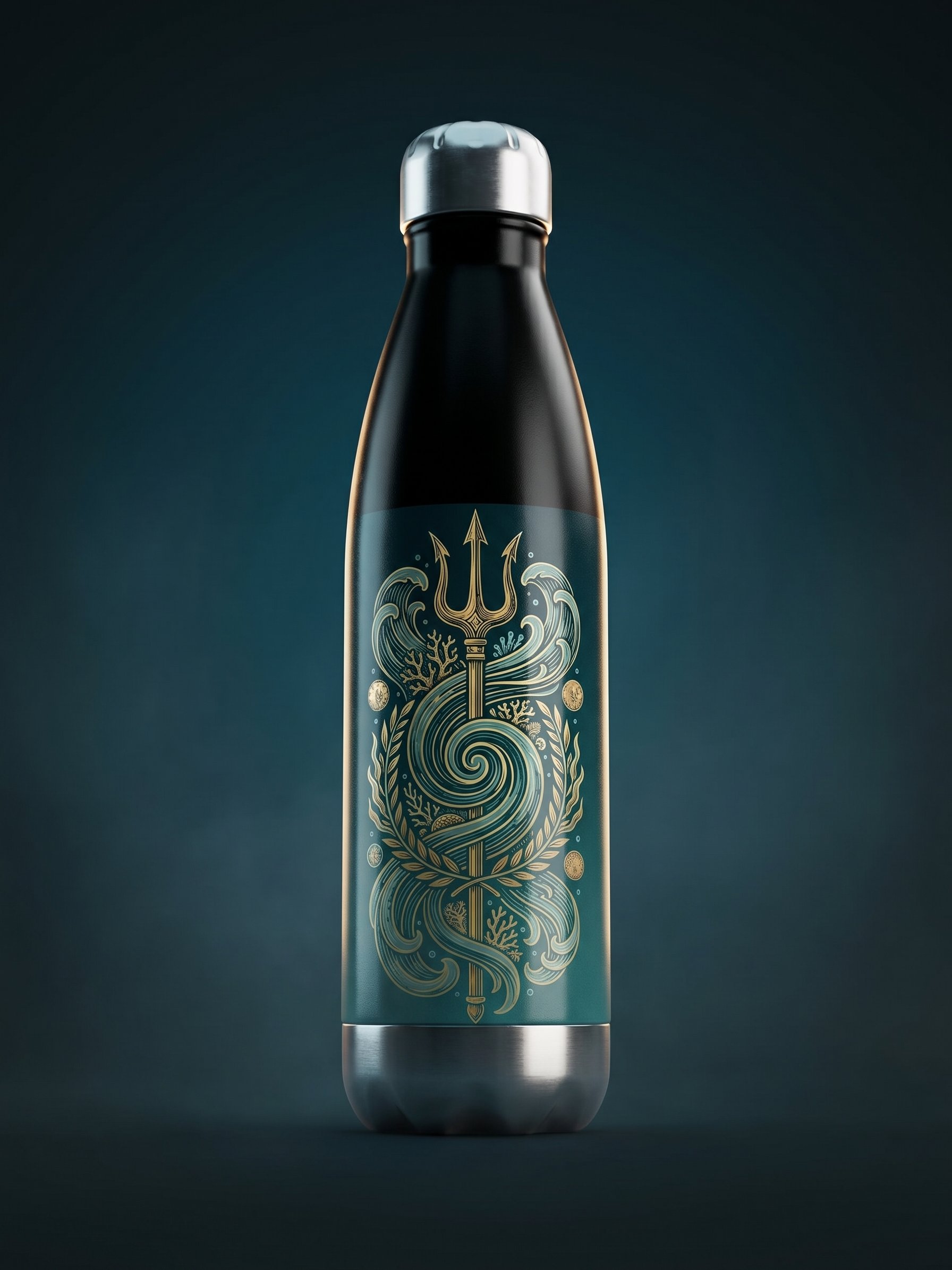 Poseidon Trident Stainless Steel Water Bottle – Greek Mythology Ocean Design product image (1)