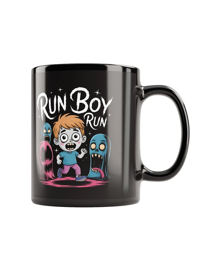Run Boy Run Monster Glossy Black Mug product image (1)