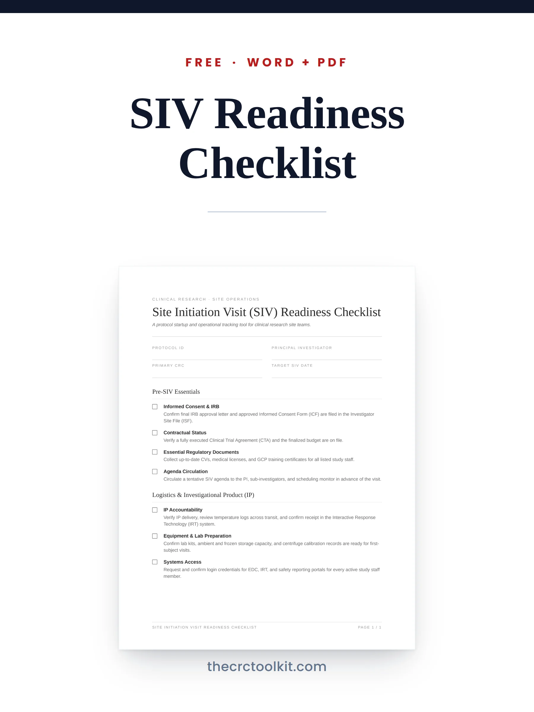Free SIV Readiness Checklist product image (1)