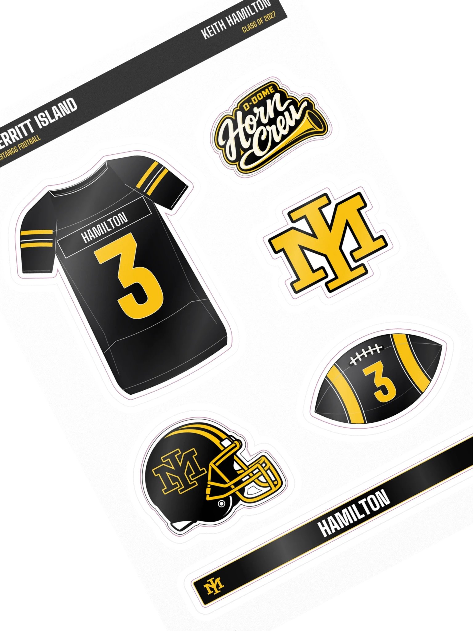 Keith Hamilton #3 — Mustangs Sticker Sheet product image (1)