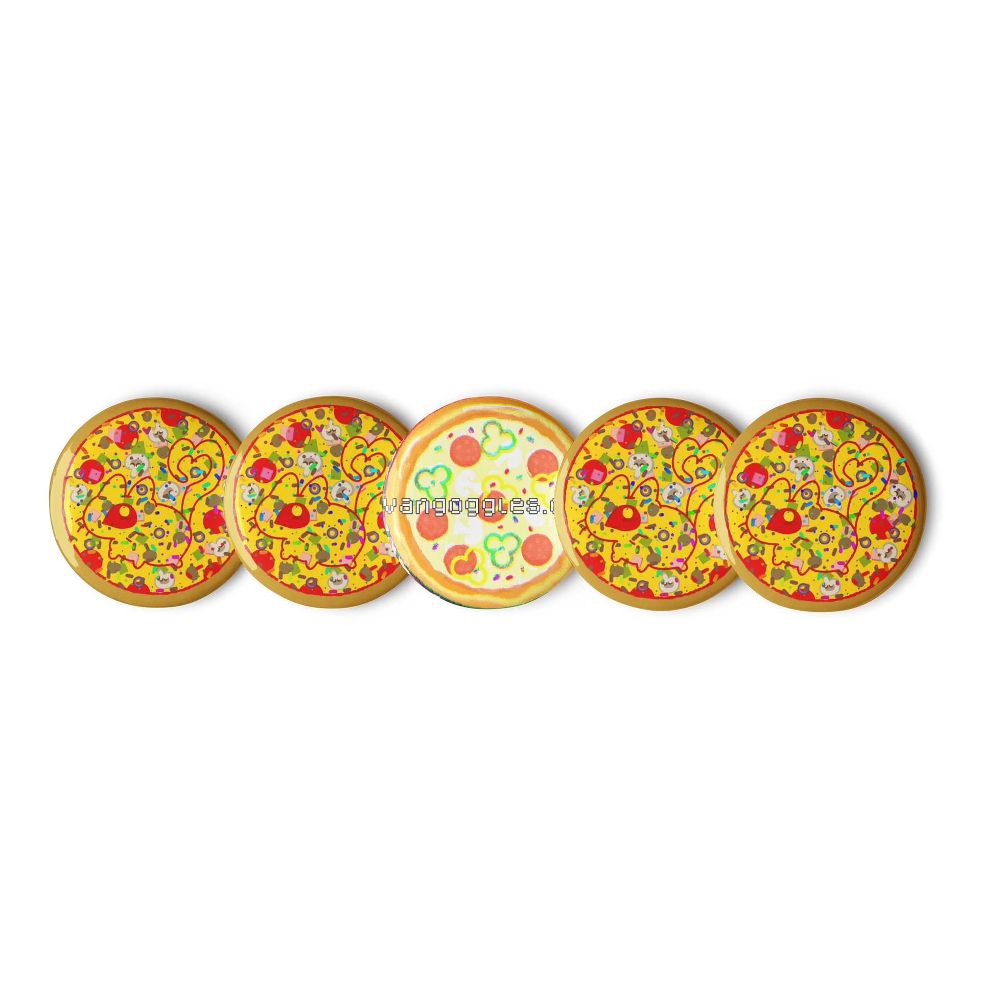 “one with everything” rainbow sprinkle deluxe vanny pizza graphic button set product image (1)