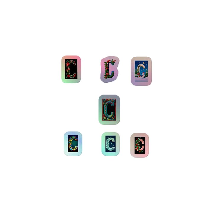 All C's Christmas Monogram Holo Sticker Pack product image (1)