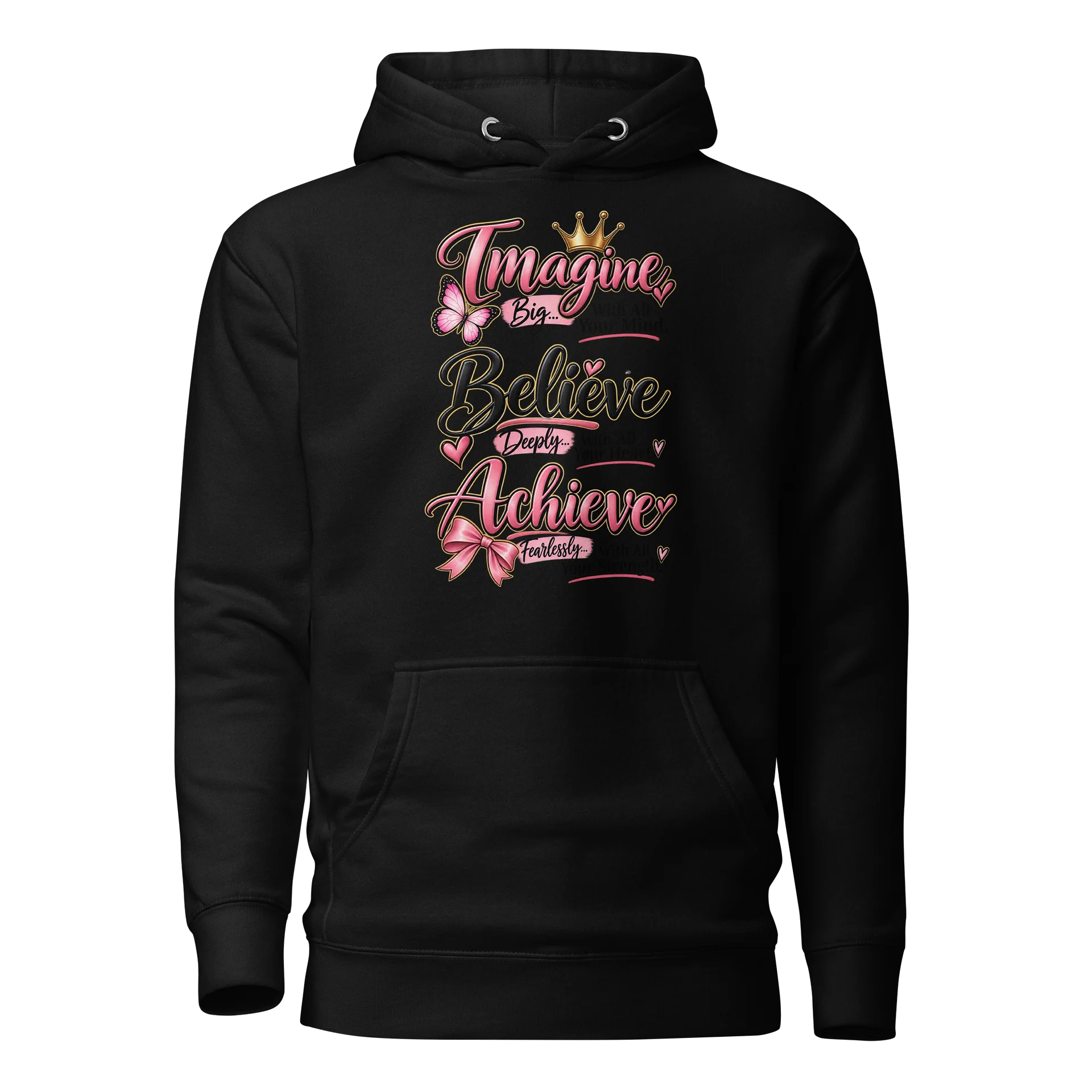 Imagine Believe Achieve Glitter Hoodie product image (2)
