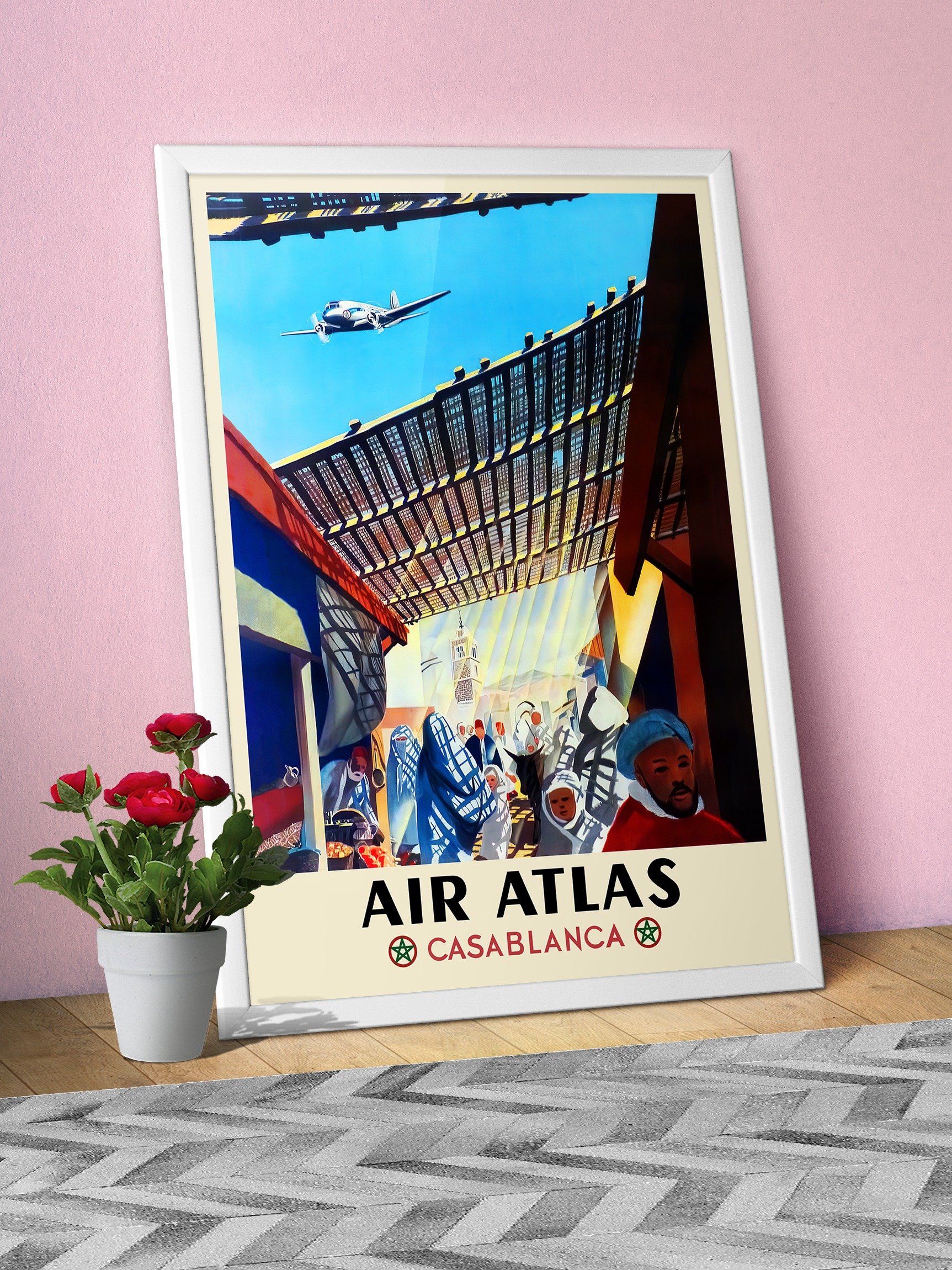 Morocco, Air Atlas, 1950s — retro travel poster, vintage travel print product image (6)