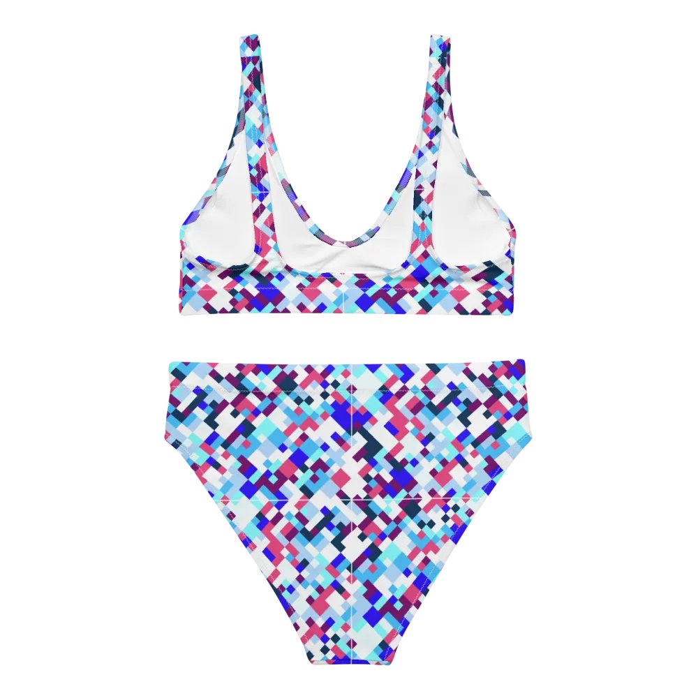 Colorful Mosaic Pattern Design High Waisted Bikini - v1 product image (2)