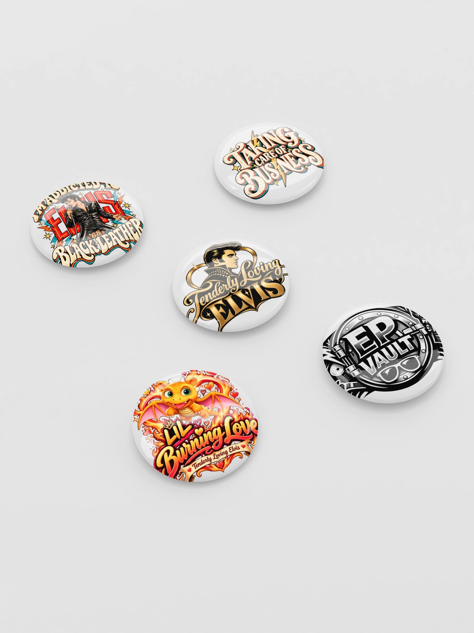 I’m Addicted to Elvis ’68 Pin Buttons Set product image (3)