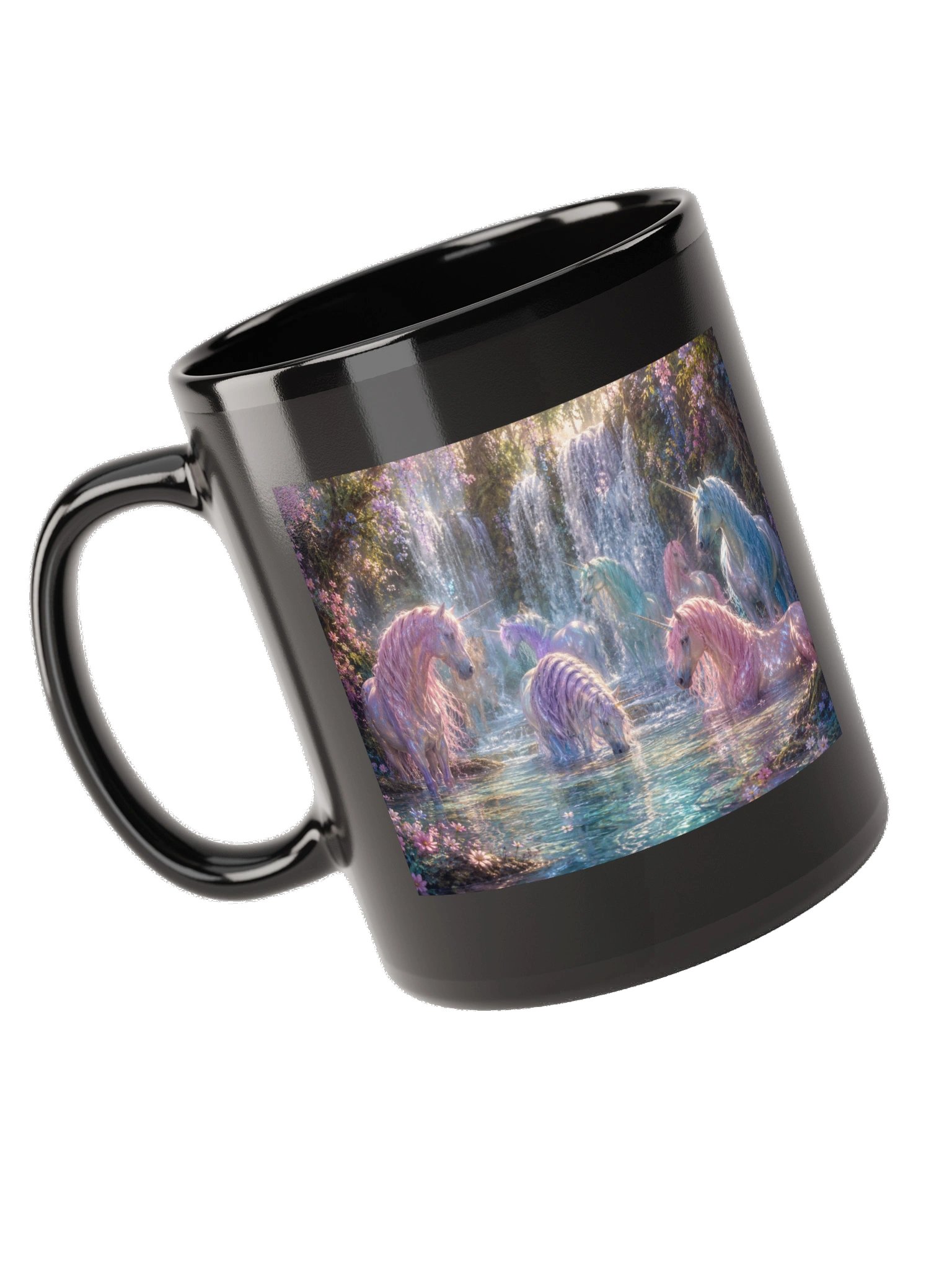 Waterfall Unicorns Black Glossy Mug product image (11)