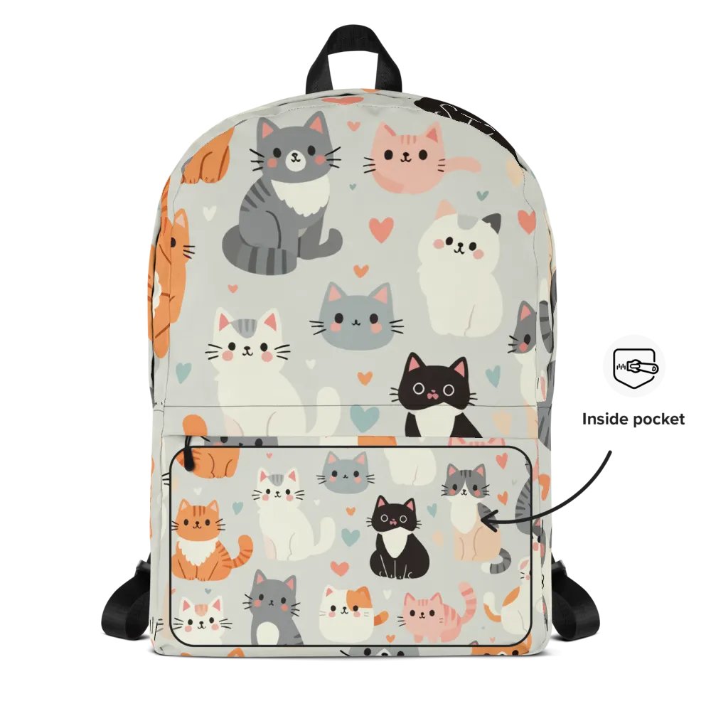 Pastel Cat Pattern Backpack product image (4)
