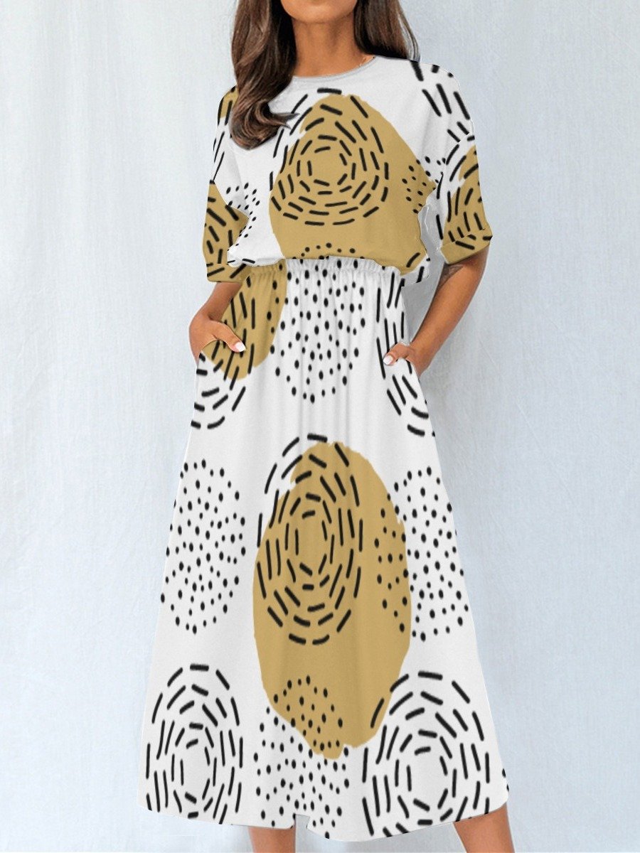 Neutral Abstract Pattern Dress | Flowy Everyday Maxi Dress product image (3)
