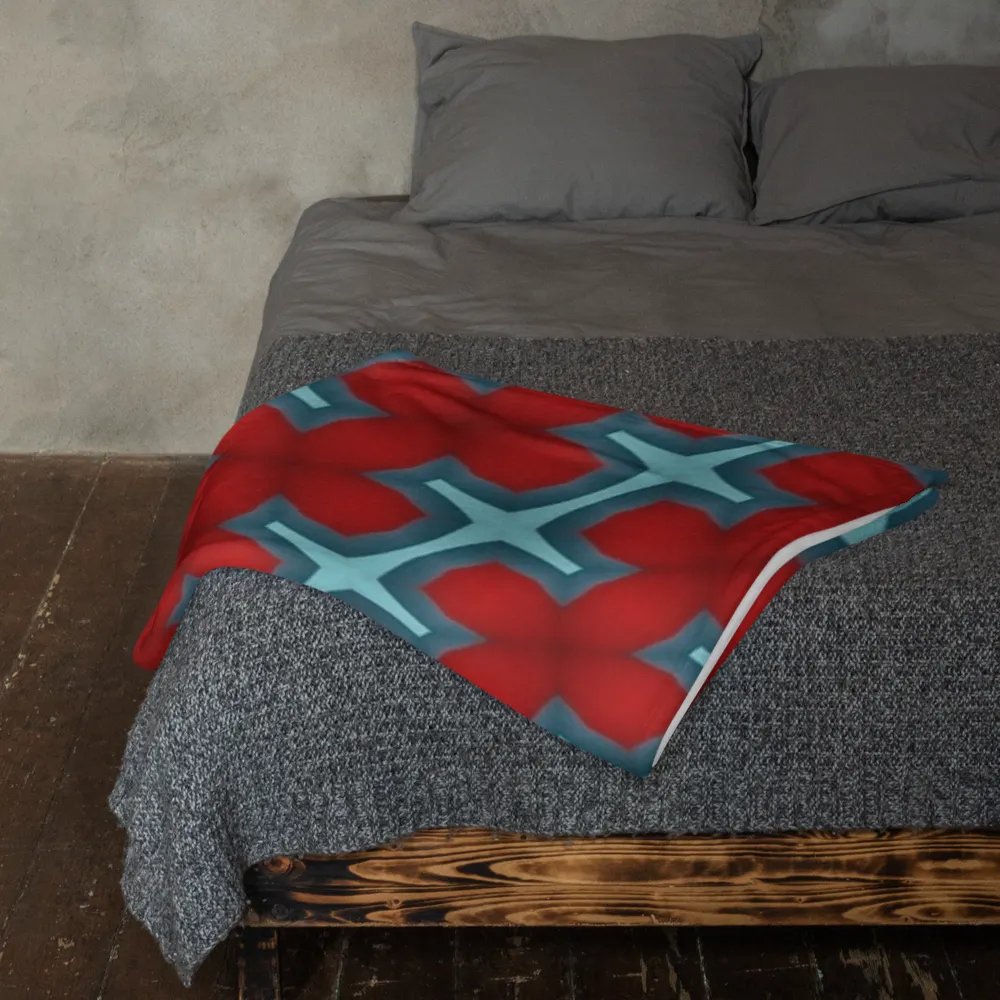 Red & Blue Diagonal Floral Throw Blanket product image (11)