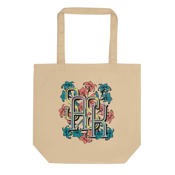 Sask Saskatoon Saskatchewan Flower Vintage Floral Typography Eco Tote Bag product image (1)