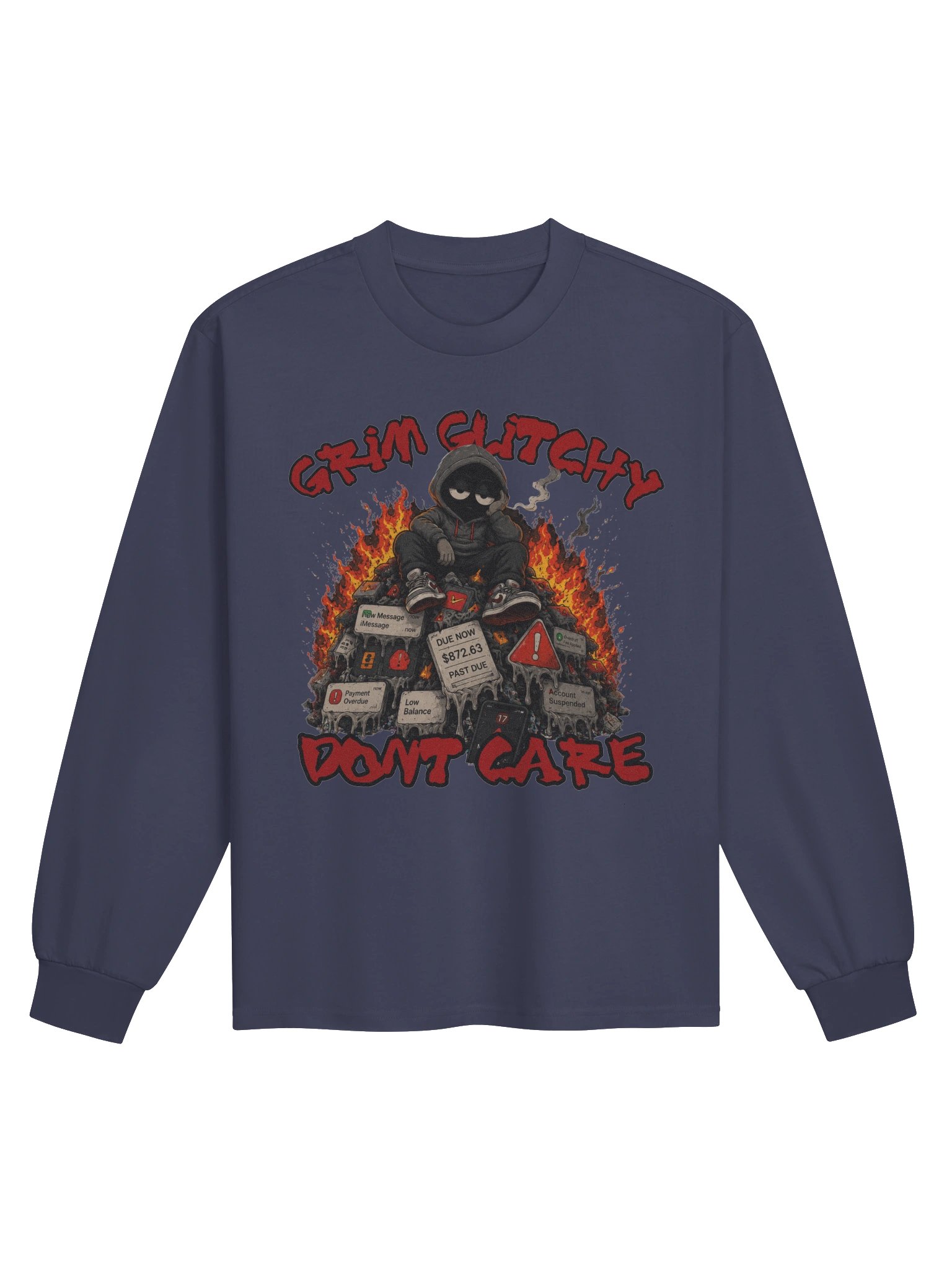 Grim Glitchy Dont Care Long Sleeve product image (1)