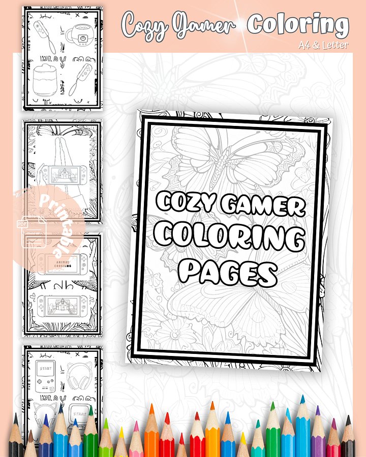 Cozy Up and Color - Cozy Gamer Coloring Pages product image (1)