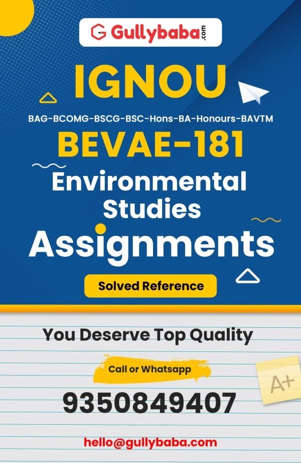 IGNOU BEVAE-181 - Environmental Studies, Latest Solved Assignment product image (1)